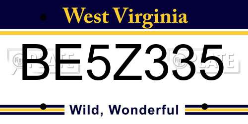 BE5Z335 West Virginia License Plate