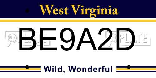 BE9A2D West Virginia License Plate