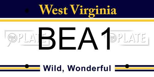 BEA1 West Virginia License Plate