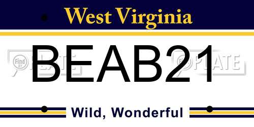 BEAB21 West Virginia License Plate