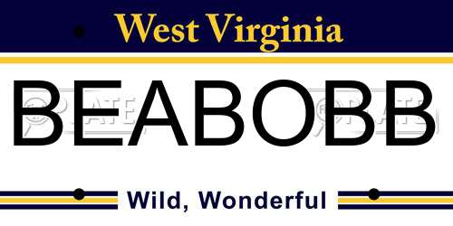BEABOBB West Virginia License Plate
