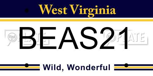 BEAS21 West Virginia License Plate