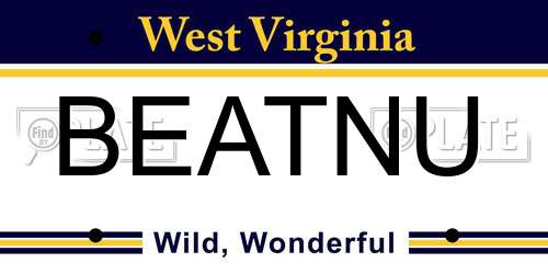 BEATNU West Virginia License Plate