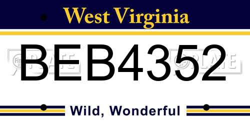BEB4352 West Virginia License Plate