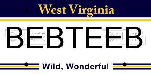 BEBTEEB West Virginia License Plate