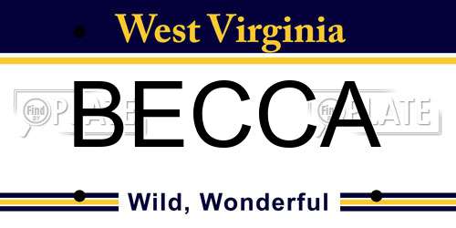BECCA West Virginia License Plate