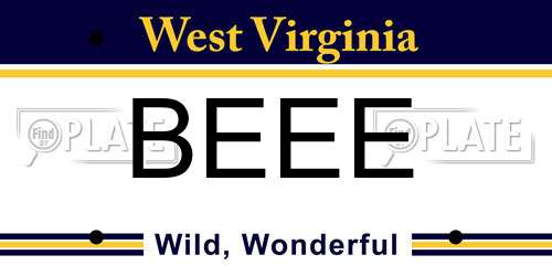 BEEE West Virginia License Plate