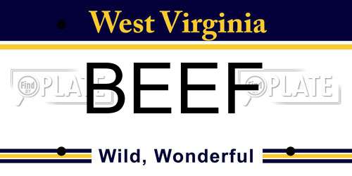 BEEF West Virginia License Plate