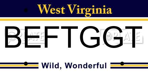 BEFTGGT West Virginia License Plate