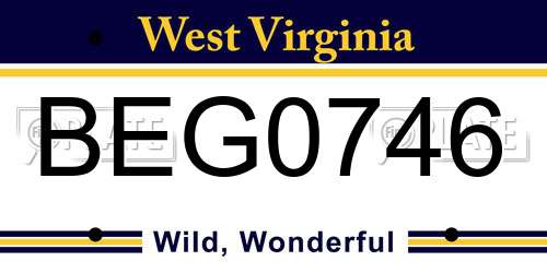 BEG0746 West Virginia License Plate