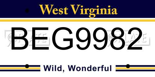 BEG9982 West Virginia License Plate