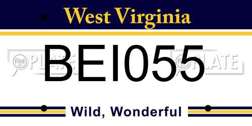BEI055 West Virginia License Plate