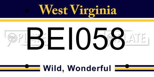 BEI058 West Virginia License Plate