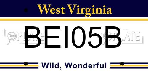 BEI05B West Virginia License Plate