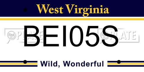 BEI05S West Virginia License Plate