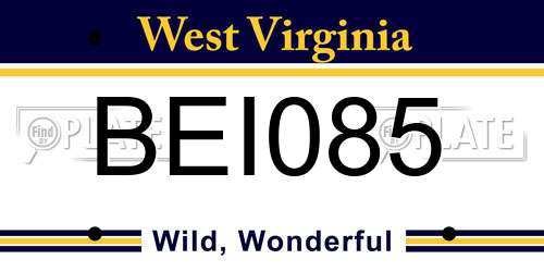 BEI085 West Virginia License Plate