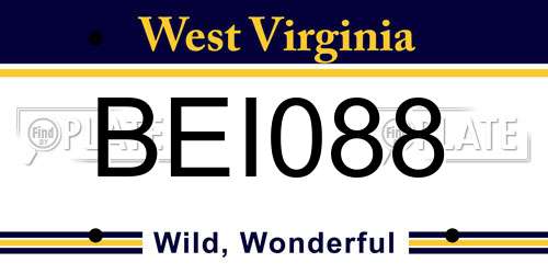 BEI088 West Virginia License Plate