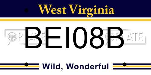 BEI08B West Virginia License Plate
