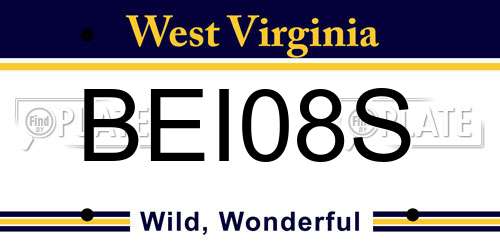 BEI08S West Virginia License Plate
