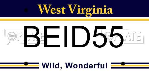 BEID55 West Virginia License Plate