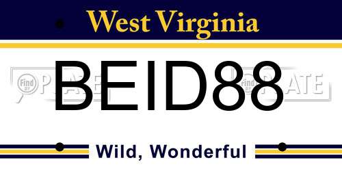 BEID88 West Virginia License Plate