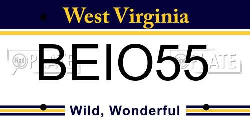 BEIO55 West Virginia License Plate