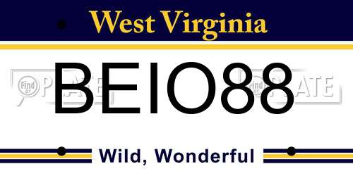 BEIO88 West Virginia License Plate