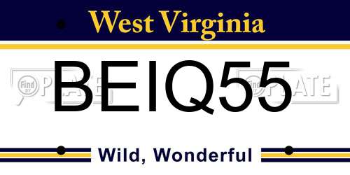 BEIQ55 West Virginia License Plate