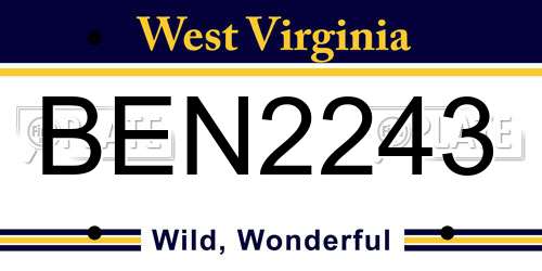 BEN2243 West Virginia License Plate