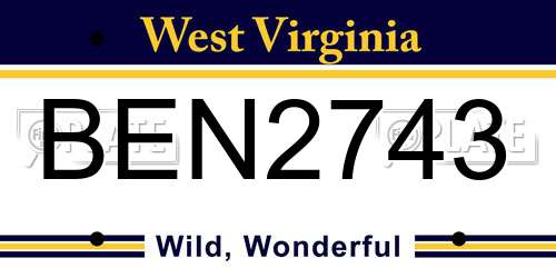 BEN2743 West Virginia License Plate