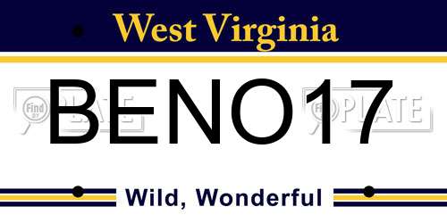 BENO17 West Virginia License Plate