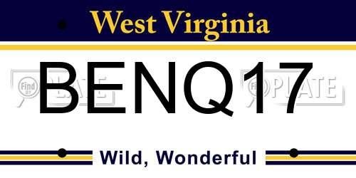 BENQ17 West Virginia License Plate