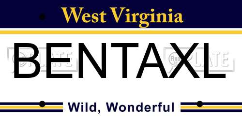 BENTAXL West Virginia License Plate