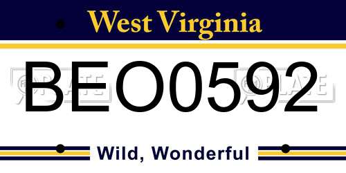 BEO0592 West Virginia License Plate