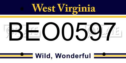 BEO0597 West Virginia License Plate