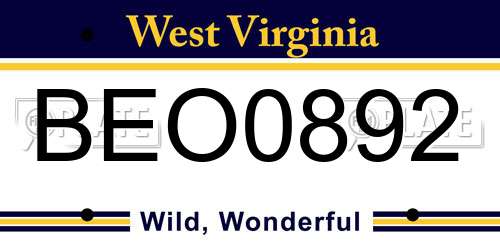 BEO0892 West Virginia License Plate