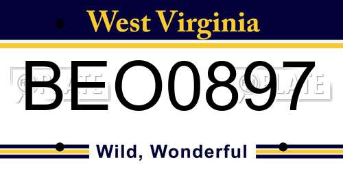 BEO0897 West Virginia License Plate