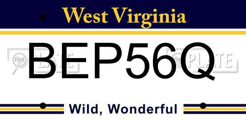 BEP56Q West Virginia License Plate