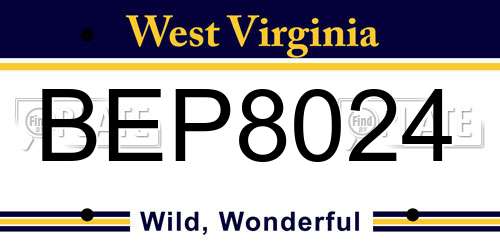 BEP8024 West Virginia License Plate