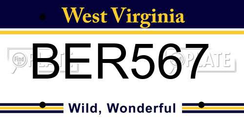 BER567 West Virginia License Plate