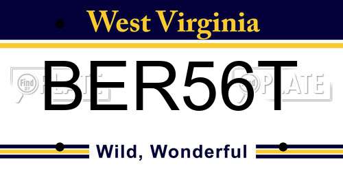 BER56T West Virginia License Plate