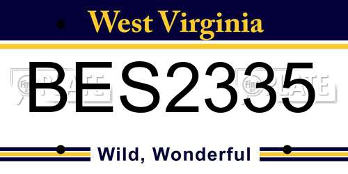 BES2335 West Virginia License Plate