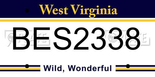 BES2338 West Virginia License Plate