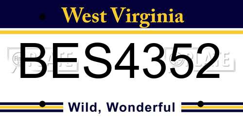 BES4352 West Virginia License Plate