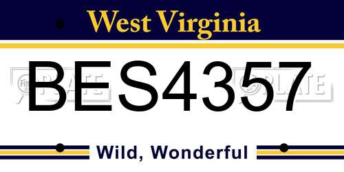 BES4357 West Virginia License Plate
