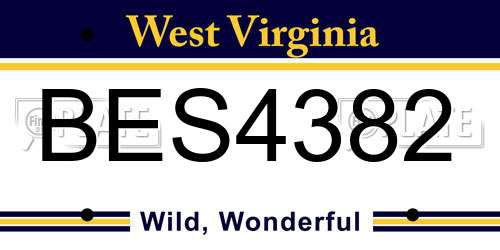 BES4382 West Virginia License Plate