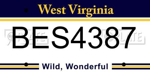 BES4387 West Virginia License Plate