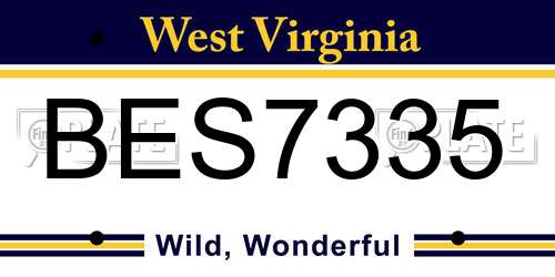BES7335 West Virginia License Plate