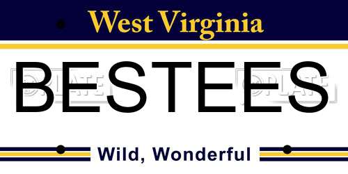 BESTEES West Virginia License Plate