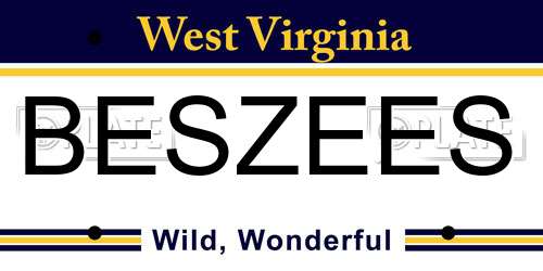 BESZEES West Virginia License Plate